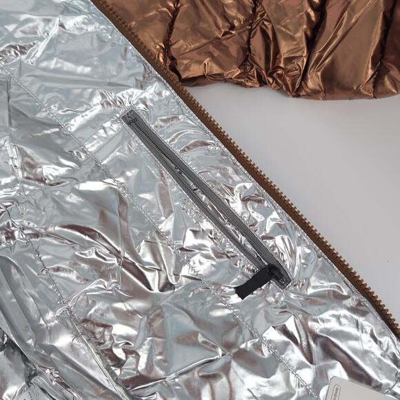 Desigual Jasmine Gold Metallic Puffer Padded Women's Jacket - US Size XS - NWT - Picture 11 of 14